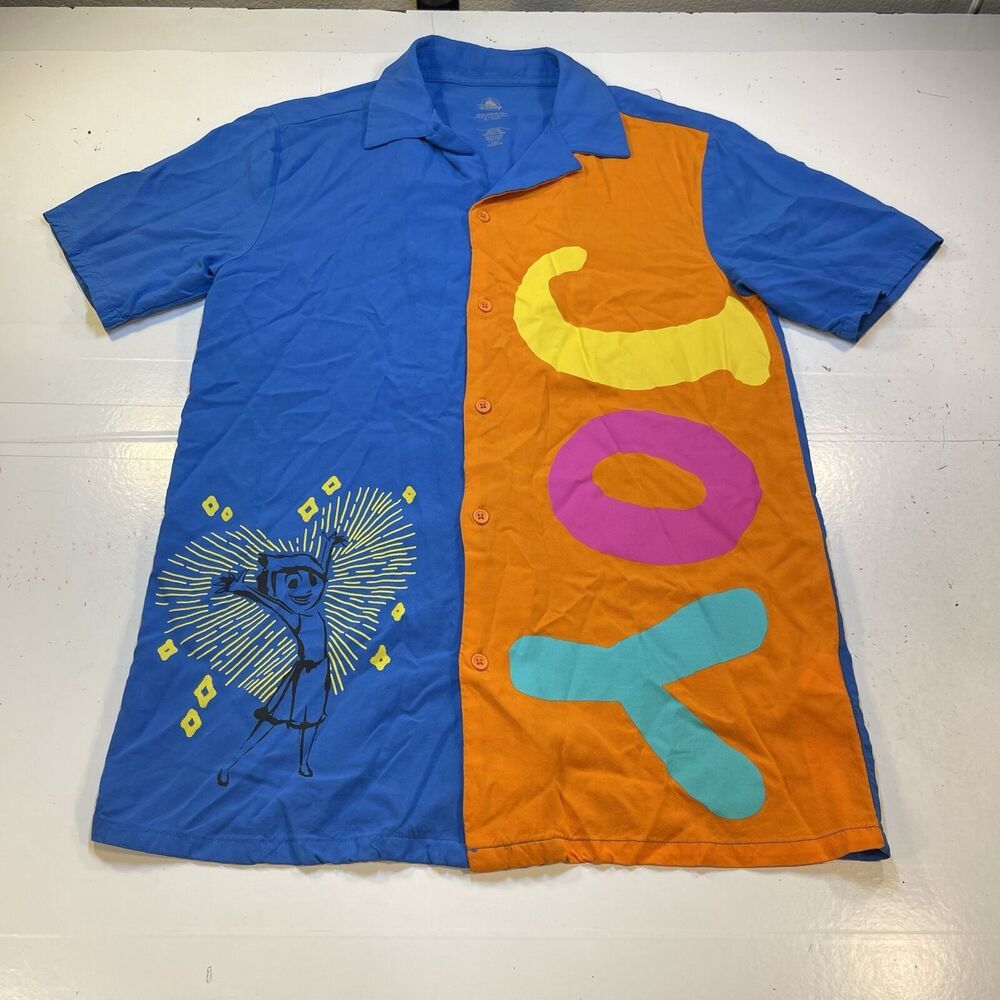 Disney Inside Out Joy Button Up Color Block Hawai… - image 1